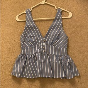 Cute blue and white striped peplum top